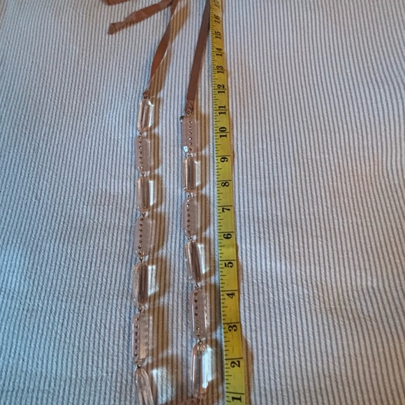 J. Crew Jewelry - J. Crew,Clear pink hued with  Brown tie ribbon Necklace.